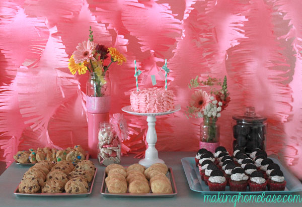 pink and aqua first birthday
