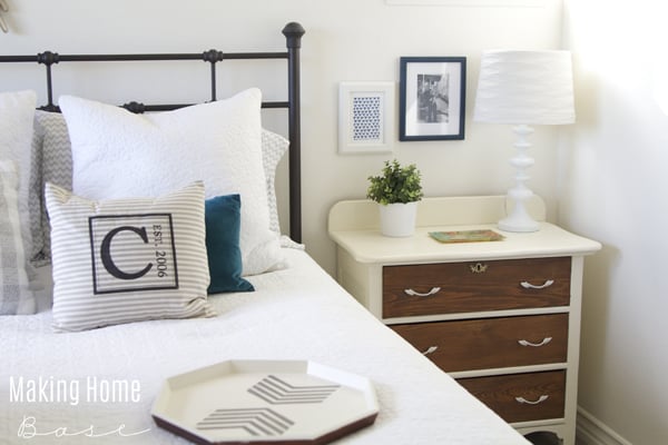 White and wood nightstand
