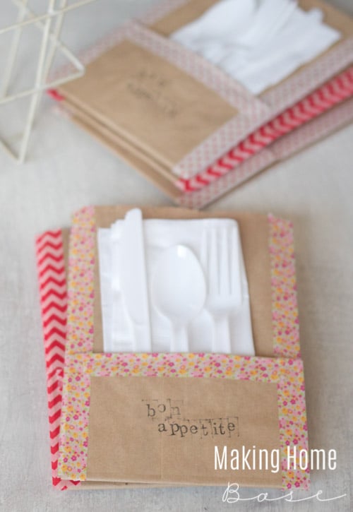 Picnic Ready Paper Bag Utensil Holders