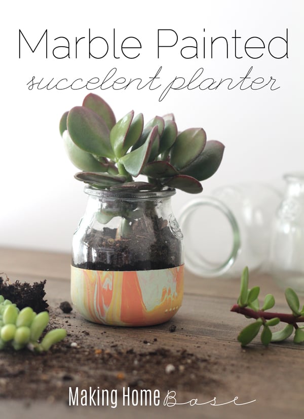 Marble Painted Succulent Planter