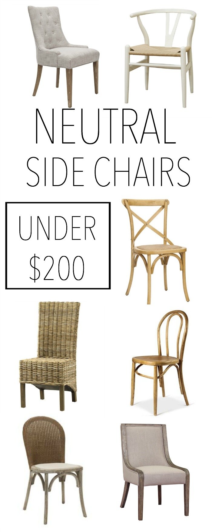 neutral side chairs under 200
