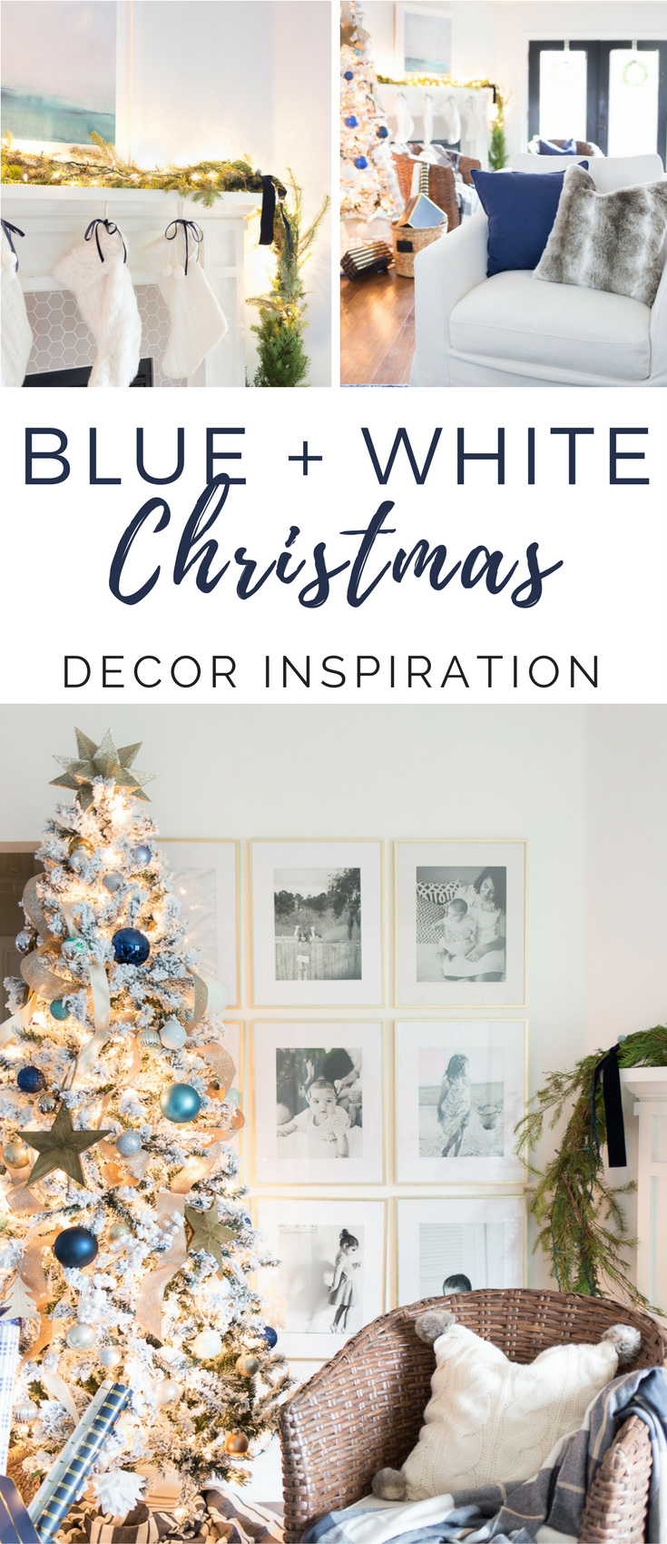 Blue and white Christmas decor #coastalchristmas #blueandwhiteholiday #bluechristmas