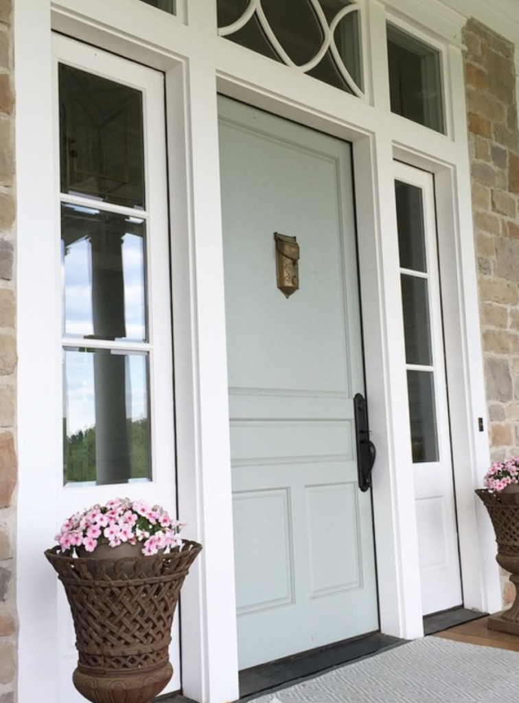 Sherwin Williams Sea Salt on a front door
