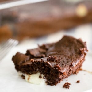 Chocolate earthquake cake - slice of gooey chocolate cake