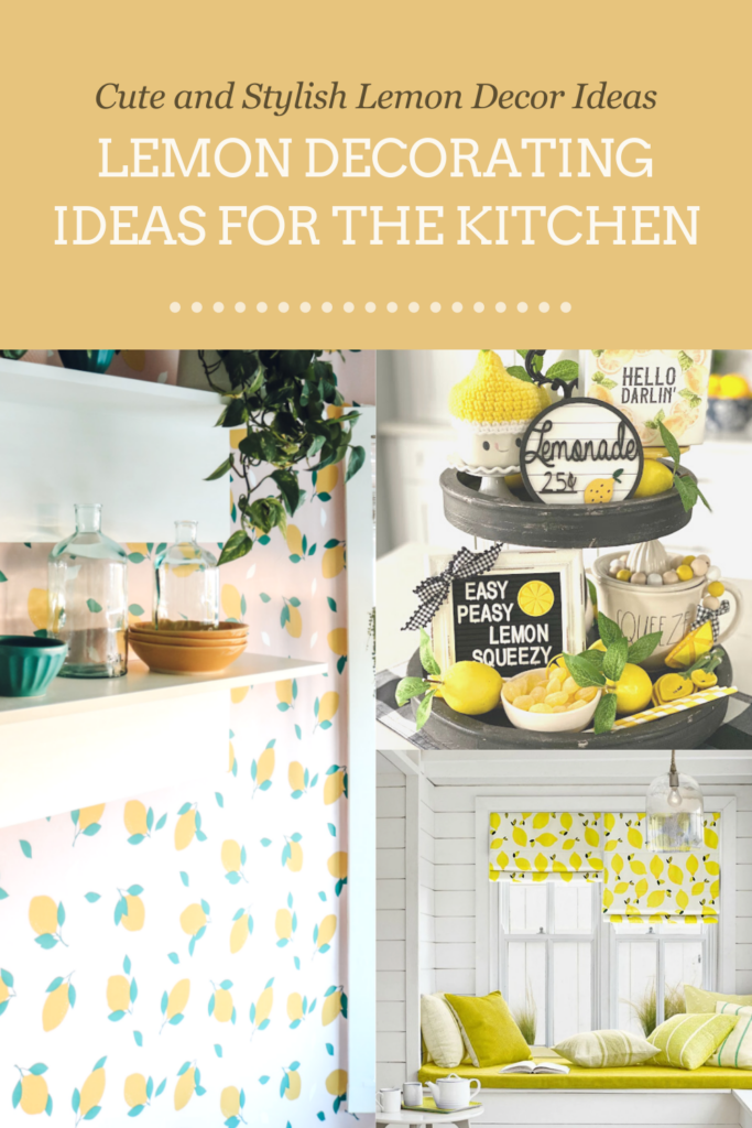 Stylish lemon decor for kitchen ideas - wallpaper, drapes, tiered tray lemon inspired.