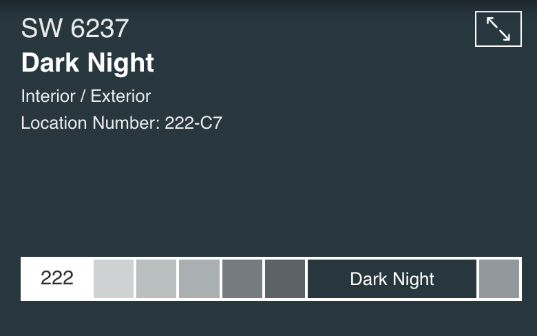 Sherwin Williams Dark Night SW 6327 A Deep Navy Blue
