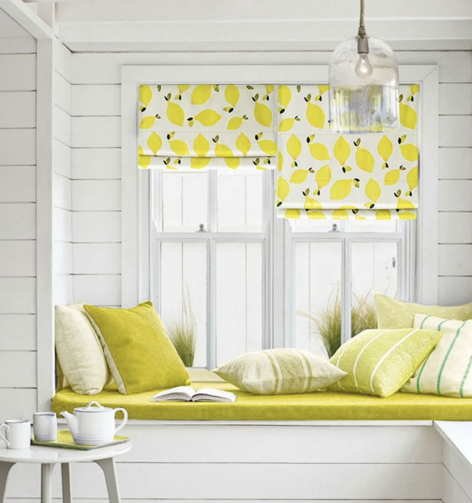 lemon printed roman shades