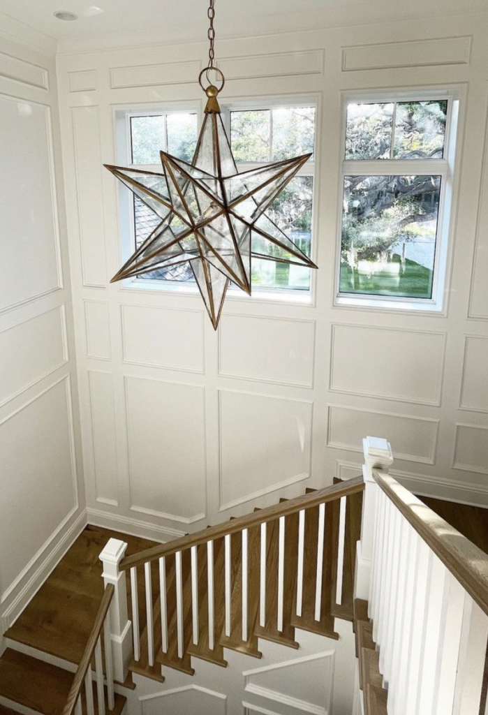 Sherwin Williams Greek Villa millwork in stairway
