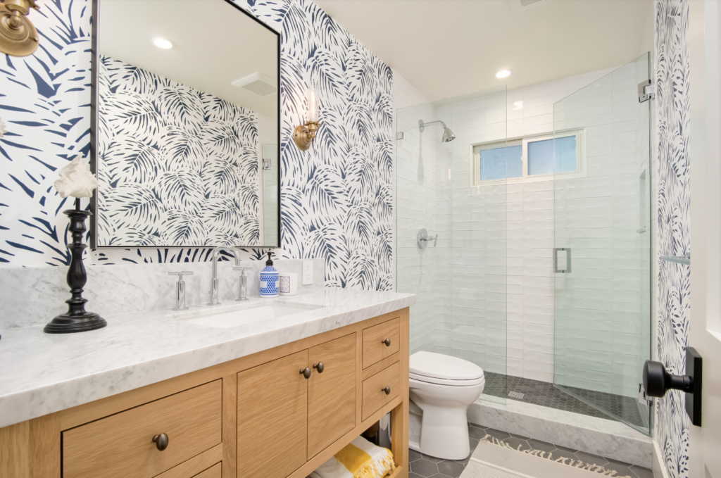beach coastal wallpaper for a bathroom