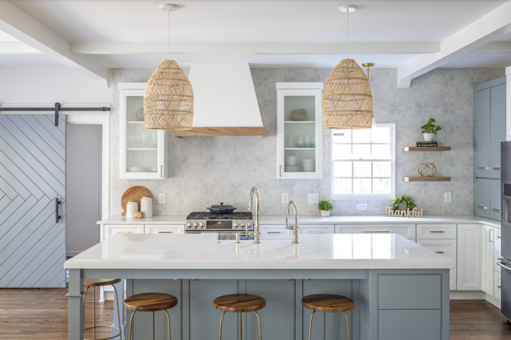 Benjamin Moore Hearthstone kitchen cabinetry - blue gray paint colors