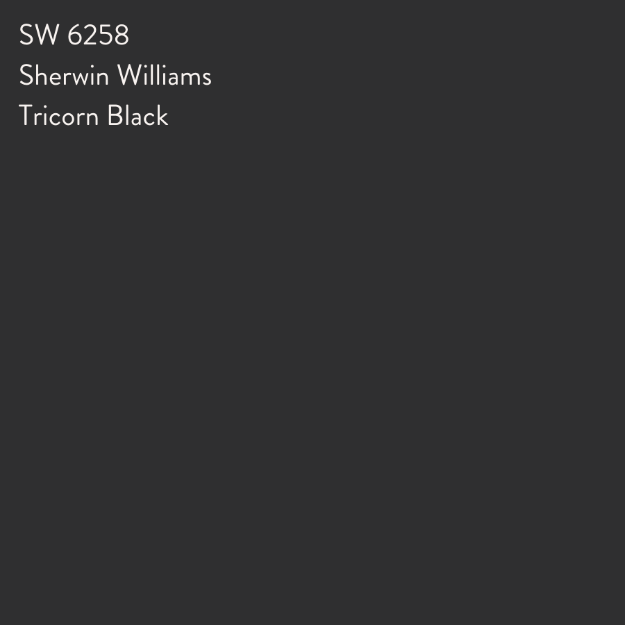 Sherwin Williams Tricorn Black SW 6258 Black kitchen cabinet paint colors