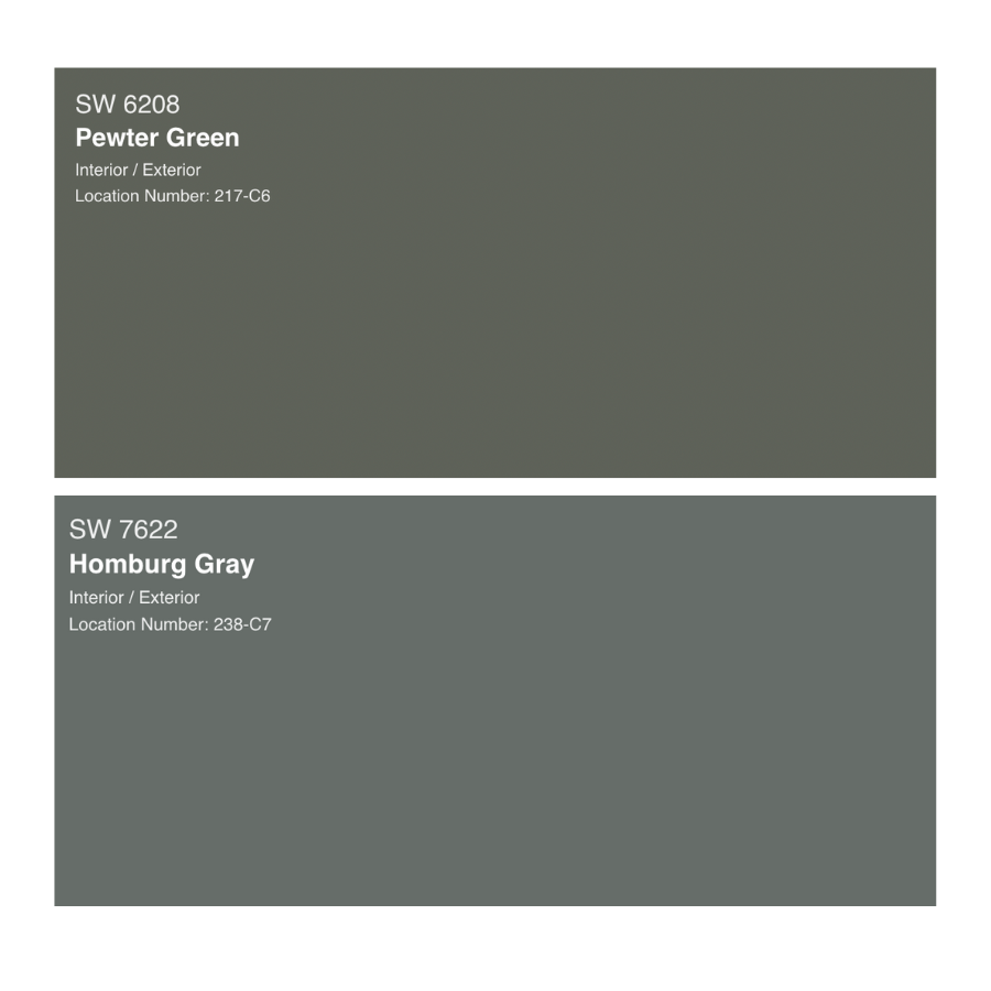 Sherwin Williams Pewter Green and Sherwin Williams Homburg Gray