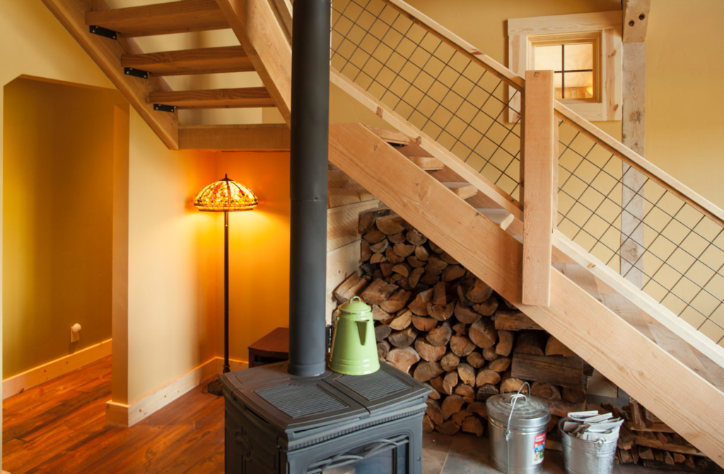 Firewood storage under the stairs