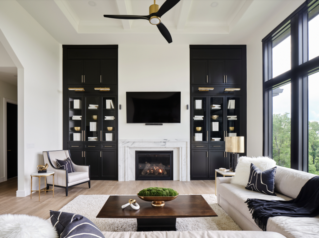 black and white living room