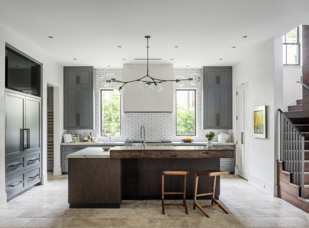 Kitchen cabinets painted in Kendall Charcoal
